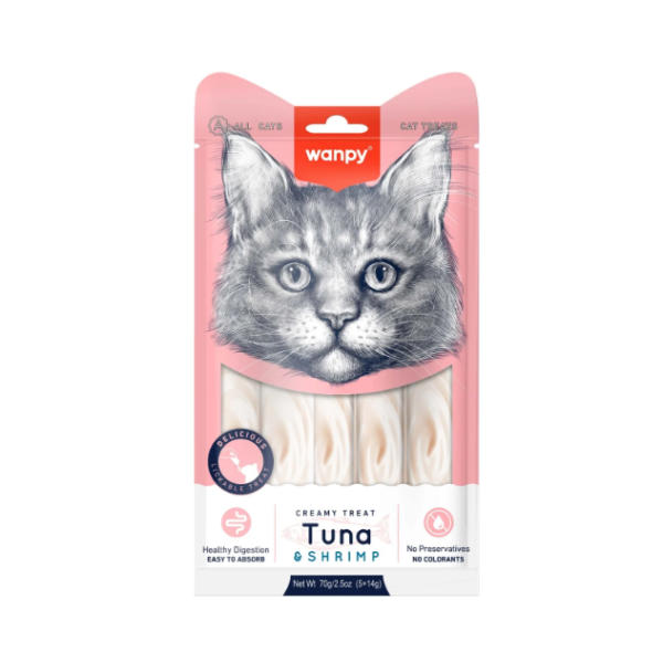 Wanpy Creamy Treat Tuna And Shrimp 70gm (5x14gm)