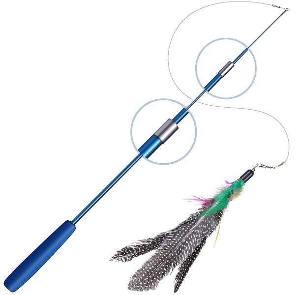 Interactive Feather Toy Set - Activity Toys for Kittens - Wand to Exercise Cats - Stick Toy for Indoor Cats (1 Retractable Stick + 1 Feather)