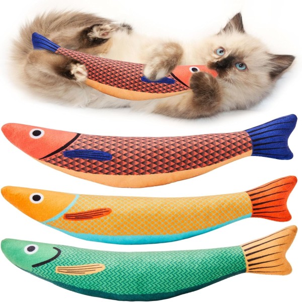 Cat Toys Saury Fish Catnip Crinkle Sound, Soft and Durable