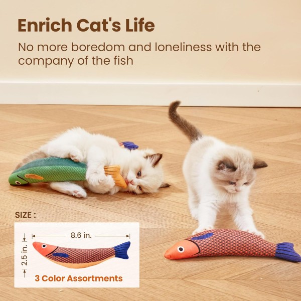 Cat Toys Saury Fish Catnip Crinkle Sound, Soft and Durable