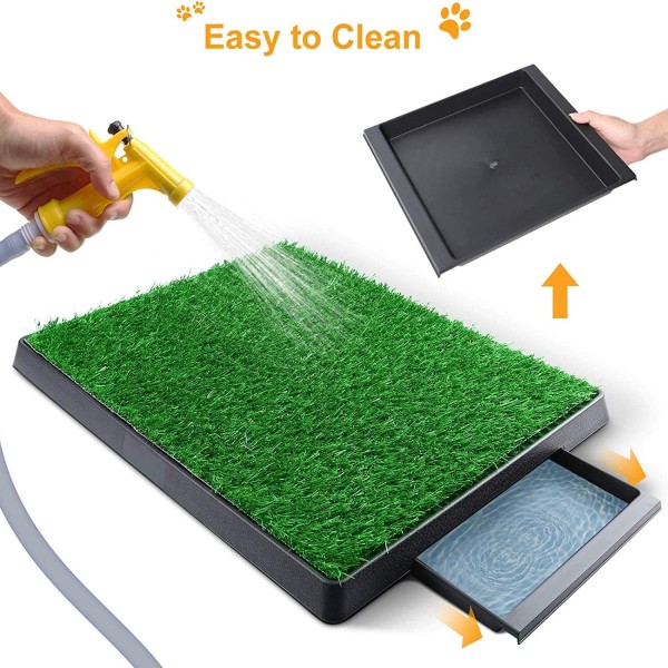 Dog Toilet Indoor Puppy Training Pad, Porch Potty, Pet Restroom Trainer w/Artificial Grass Mat Drip Tray (63x51cm)