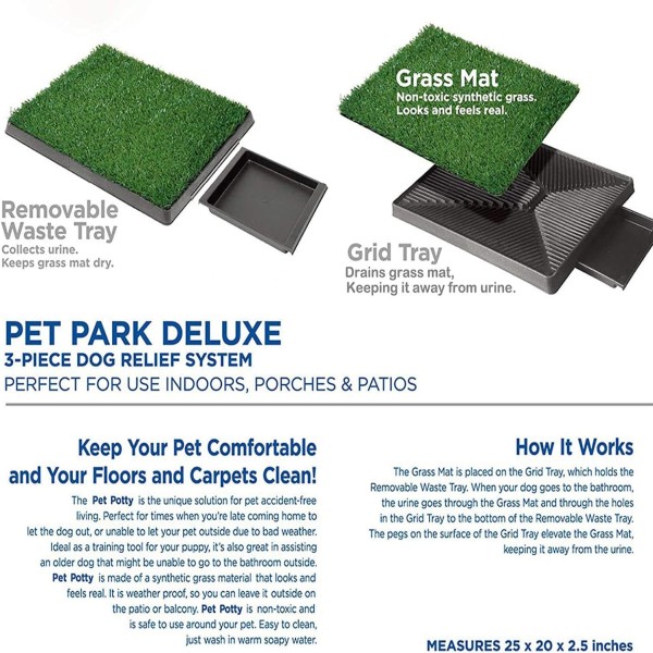 Dog Toilet Indoor Puppy Training Pad, Porch Potty, Pet Restroom Trainer w/Artificial Grass Mat Drip Tray (63x51cm)