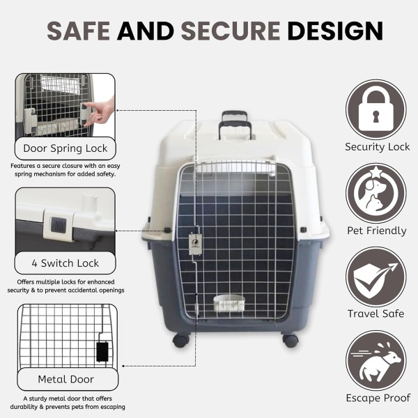 Pet Dog, Puppy & Healthy Cat Carrier Box XL Size (81 x 57 x 60 cm) – Air Transport Box