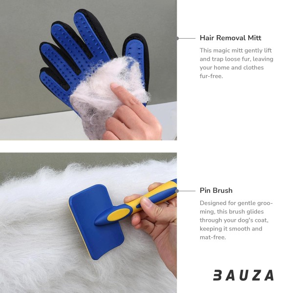 Pet Dog Cat Grooming Kit 8 in 1,Toothbrush, Pin Brush, Nail Clipper, Collapsible Bowls, Hair Removal Glove, Metal Comb, Nail File For Dogs, Grooming Scissors