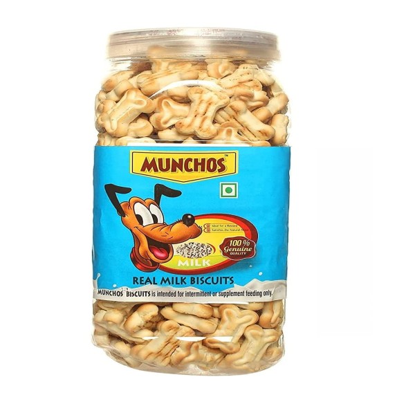 MUNCHOS Puppy Dog Treats for All Breeds Dog 500gm (Real Milk Flavour Biscuit)