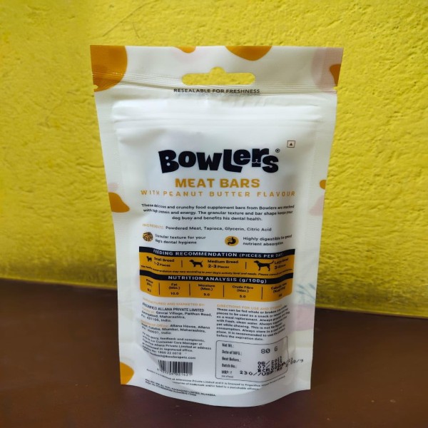 Bowlers Meat Bars with Peanut Butter Flavour 80gm