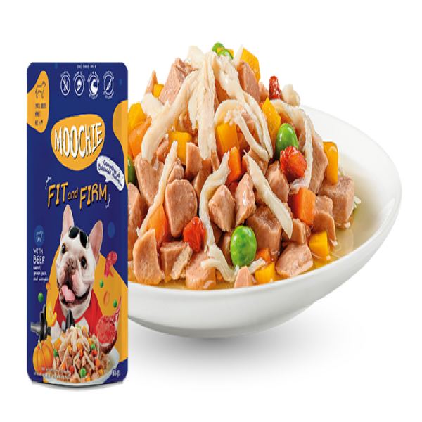 Moochie Dog Pouch Fit & Firm - Beef with Carrot, Green Pea and Pumpkin 85g