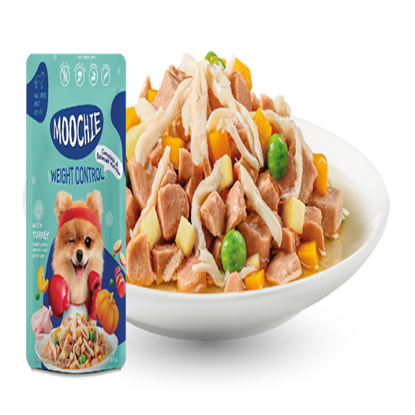 Moochie Dog Pouch Weight Control - Turkey with Sweet Potato, Pumpkin and Green Pea and Coconut Oil 85g
