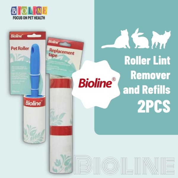 Bioline Pet Cat and Dog Roller to Stick Hair and Refill 2PCS