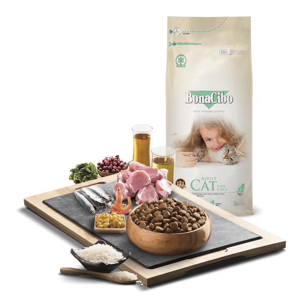 Bonacibo Adult Cat Food - Lamb & Rice | Sensible and Fussy Dry Cat Food | 2kg For All Breeds Cats