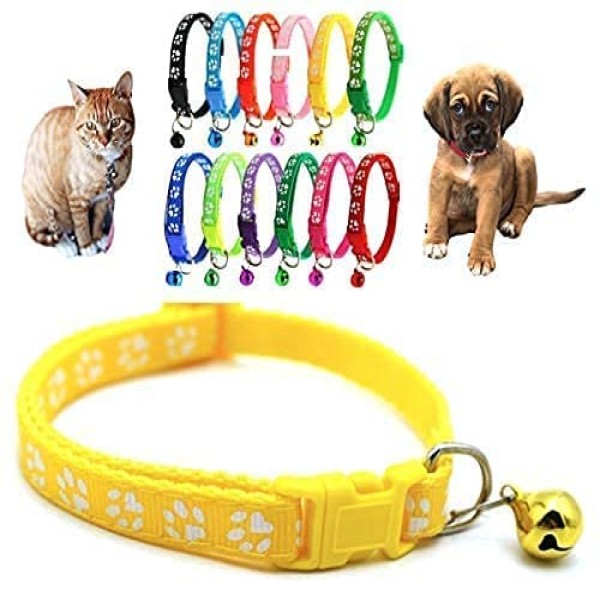 Nylon Cat Collars - Paw Print Design with Bell