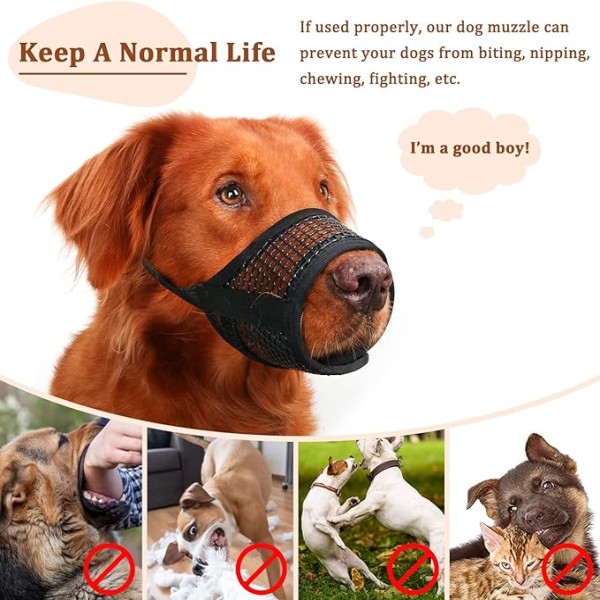 Dog Muzzle, Breathable Mesh Puppy Muzzles for Small Medium Large Dogs