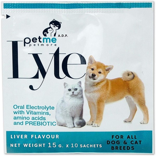 Pet Lyte 15g Dogs Cats Oral Electrolytes Vitamins MINERAL SALT Powder Amino Acid & Prebiotic Liver Flavour