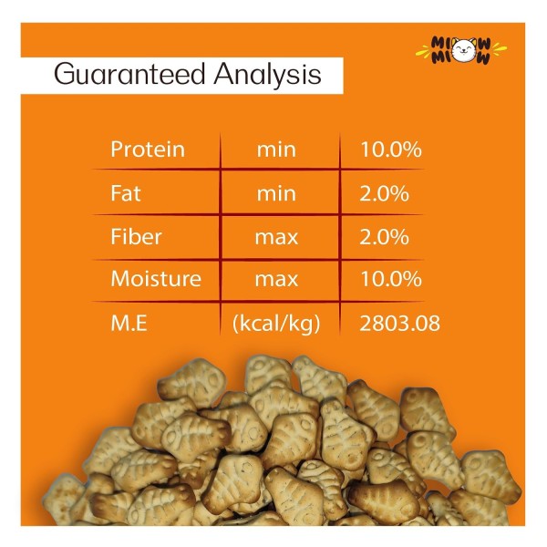 Miow Miow Krispy Crackers Cat Treats 60g | High-Protein Biscuits with Fiber, Vitamins & Minerals | Healthy Cat Snack For All Life Stage Cats