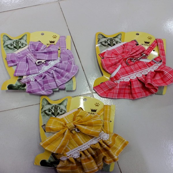 Cat Harness Leash Ribbon Dress