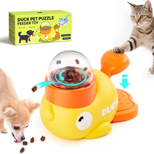 Cat Treat Dispenser - Interactive Duck Shaped Enrichment Toy For Cats and Small Dogs, IQ Training and Exercise