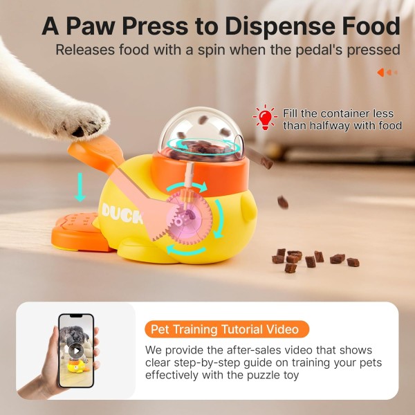 Cat Treat Dispenser - Interactive Duck Shaped Enrichment Toy For Cats and Small Dogs, IQ Training and Exercise