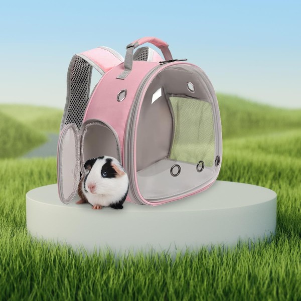 Portable Small Animal Backpack Travel Breathable Pet Carrier Bag Cages for Guinea Pig, Rabbit, Bearded Dragon, Squirrel, Tortoise, Bird, Sugar Glider