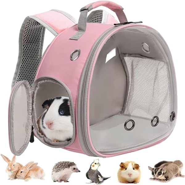 Portable Small Animal Backpack Travel Breathable Pet Carrier Bag Cages for Guinea Pig, Rabbit, Bearded Dragon, Squirrel, Tortoise, Bird, Sugar Glider