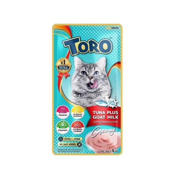 Toro Toro Lickable Cat Treat - Tuna Plus Goat Milk For All Age Cats (5*15g) | Cat Snacks