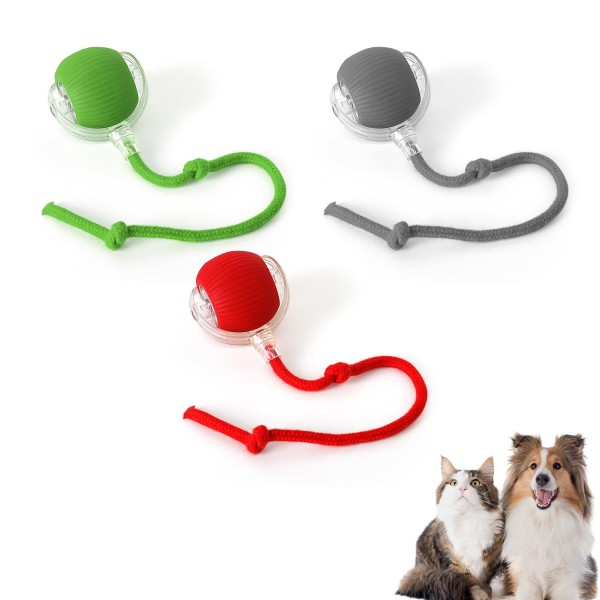 Electric Self-Rolling Pet Toy Ball with Tail Rope For Cat & Small Dog | Rechargeable