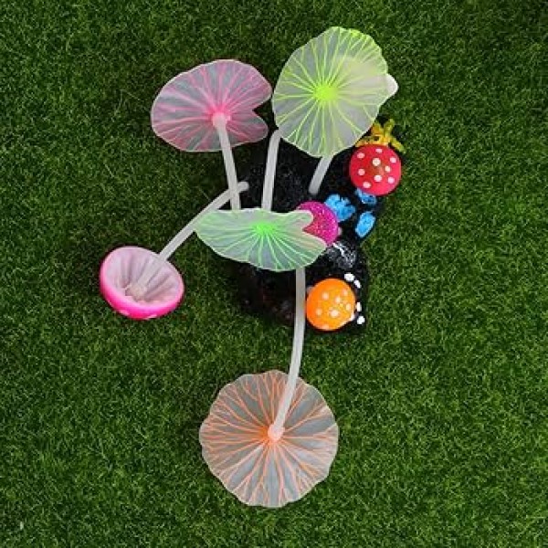 Aquarium Underwater Artificial Plant - High-Quality Underwater Multicolor Rubber Mushroom Tree