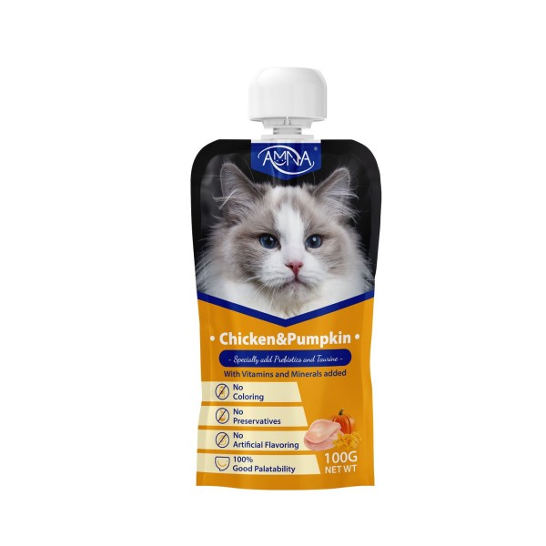Amna Cat Meat Paste Pouch - Chicken & pumpkin 100g | Cat Wet Food
