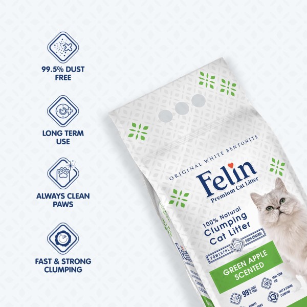 Felin Premium Bentonite Cat Litter Clumping 99.5% Dust Free 5L/10L