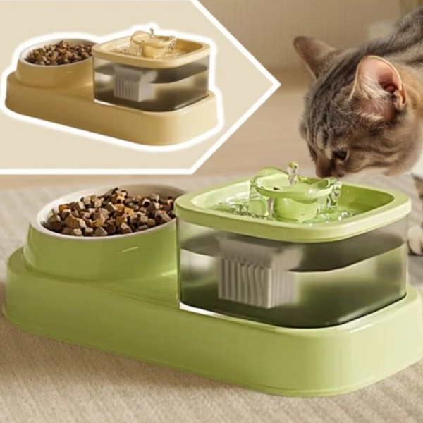 2 in 1 Cat Feeding Bowl with Electric Water Fountain Squire