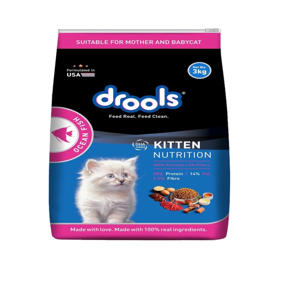 Drools Ocean Fish Kitten Dry Cat Food 3kg | Kitten Dry Cat Food