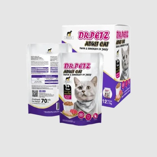Dr. Petz Adult Cat Pouch Food Chicken & Tuna in Jelly 70g | Cat Wet Food