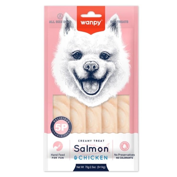 Wanpy Dog Cream Treats Salmon & Chicken 14gm (5pcs)