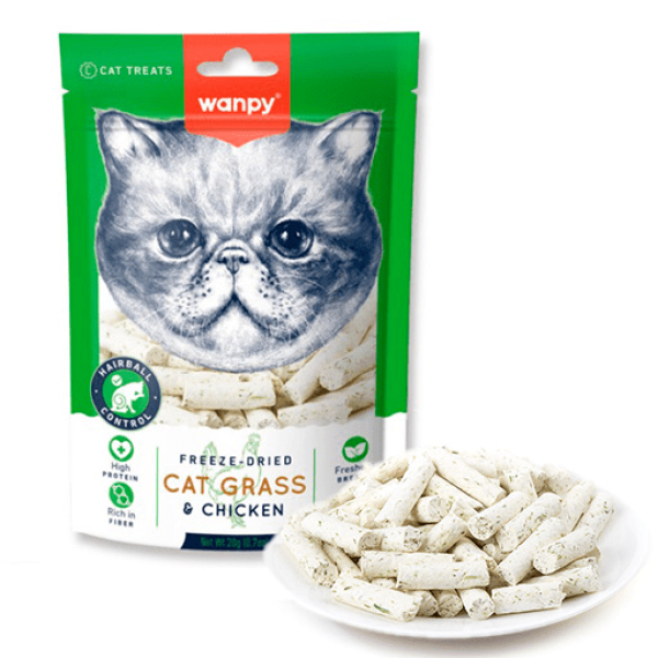 Wanpy Cat Treats Freeze-Dried Cat Grass & Chicken 20gm