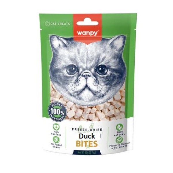 Wanpy Cat Treats Freeze-Dried Duck Bites 20gm