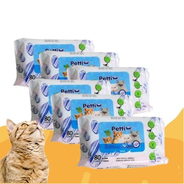 Petti Pet wipes For Cat  80pcs (Vitamine & Aloe)
