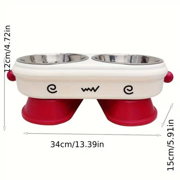 Pet Bowls with Stand Non Skid, Removable Stainless Steel Bowl 350 ml x 2, for Cats and Small Dogs
