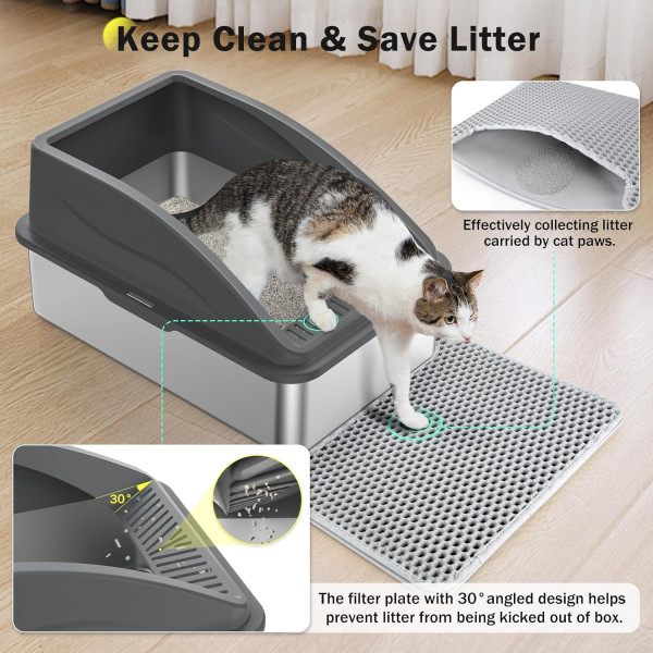Stainless Steel Cat Litter Box Extra Large (41 x 61 x 30 CM)