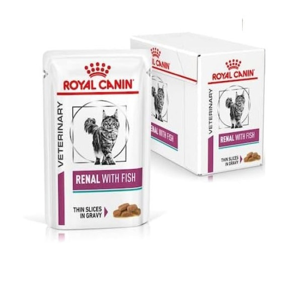 Royal Canin Veterinary Wet Cat Food Renal with Fish Pouch Chunks in Gravy 85g