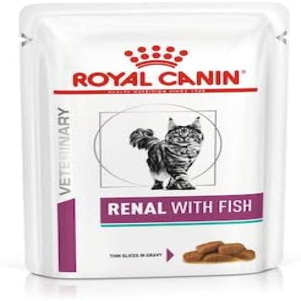 Royal Canin Veterinary Wet Cat Food Renal with Fish Pouch Chunks in Gravy 85g