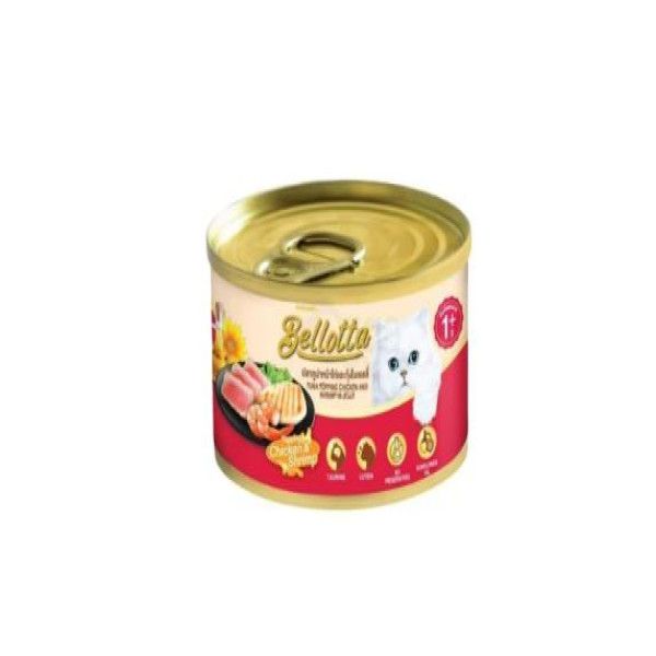Bellotta Adult Can Tuna Topping Chicken and Shrimp in jelly 85gm