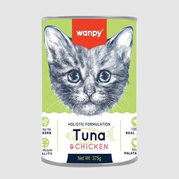 Wanpy Holistic Formulation Kitten Cat Can Food Tuna & Chicken 375g | Wanpy Cat Can