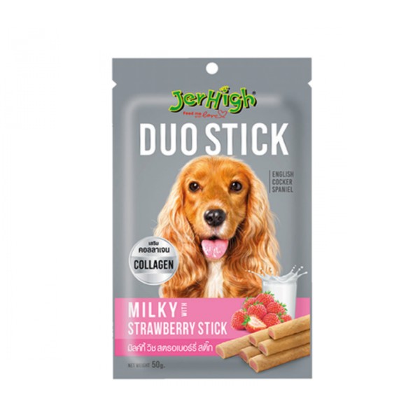 Jerhigh Duo Stick - Milk With Strawberry Stick 50gm