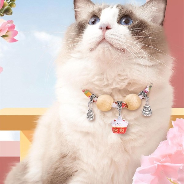 Pet Cat Retro-Style Neck Collar Belt with Multi Colour Bell