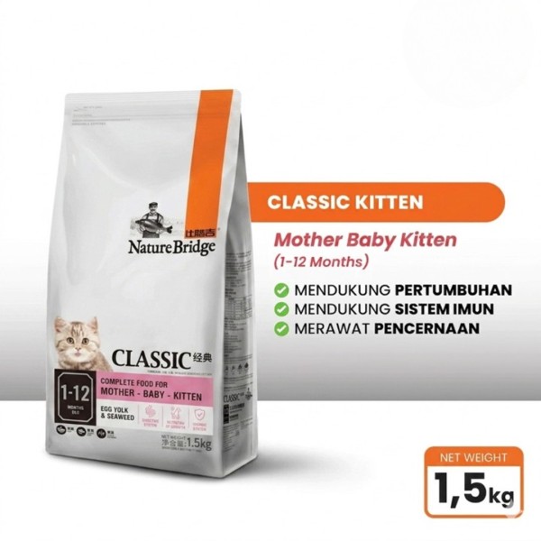 Nature Bridge Classic Complete Cat Food for Mother, Baby & Kitten 1.5kg
