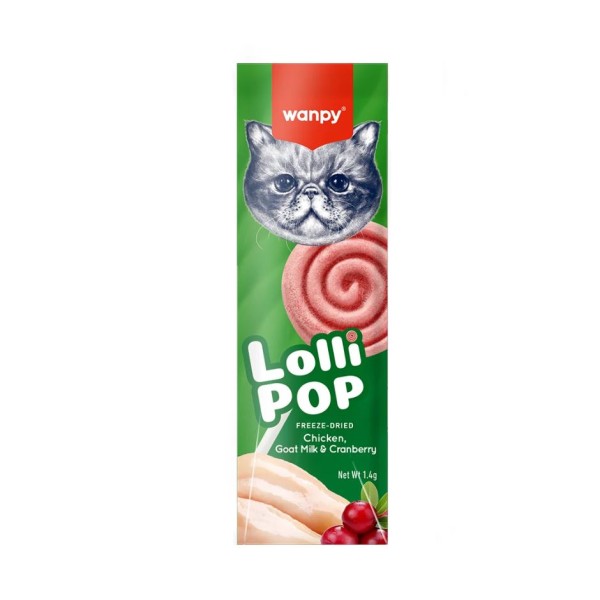 Wanpy Cat Lollipop Treat Freeze Dried with Chicken, Goat Milk & Cranberry 1.4gm 1pcs | Wanpy Cat Lollipop