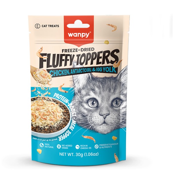 Wanpy Freeze-Dried Fluffy Toppers – Chicken, Antarctic Krills & Egg Yolk 30g | Wanpy Fluffy Toppers